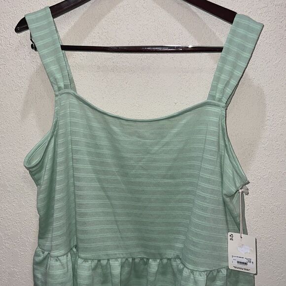 A.N.A. Flowy Strap Peplum Tank Cameo Green Stripe Blouse Women's Size XXL - Picture 2 of 11